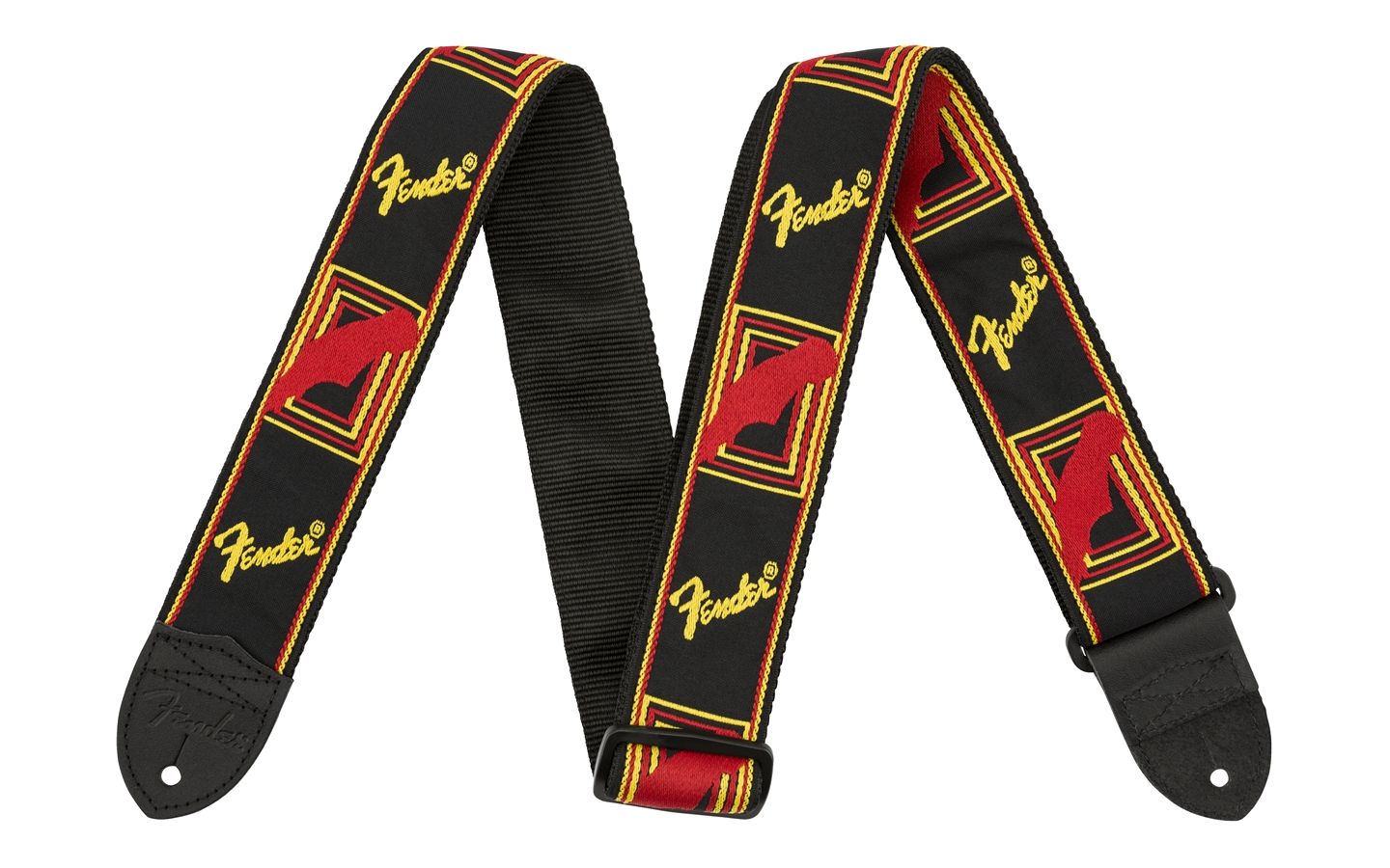 Fender 2 Monogrammed Strap Black/Yellow/Red